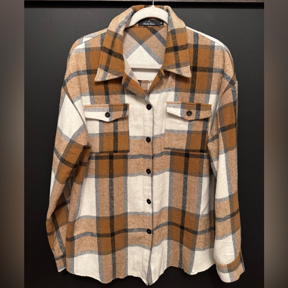 Brown and Plaid thermal shacket
